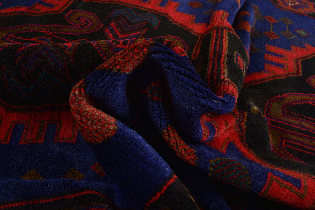 4.8 x 6.5 Afghan Tribal Wool Handmade Rug BLUE #P924