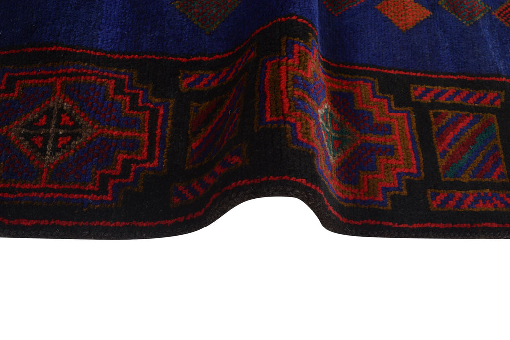 4.8 x 6.5 Afghan Tribal Wool Handmade Rug BLUE #P924