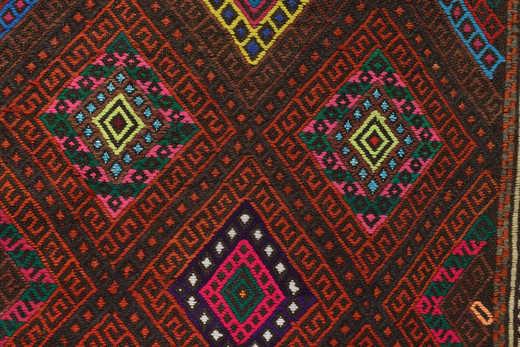 2.6 x 9.1 Afghan Flat Weave Wool Rug #P943