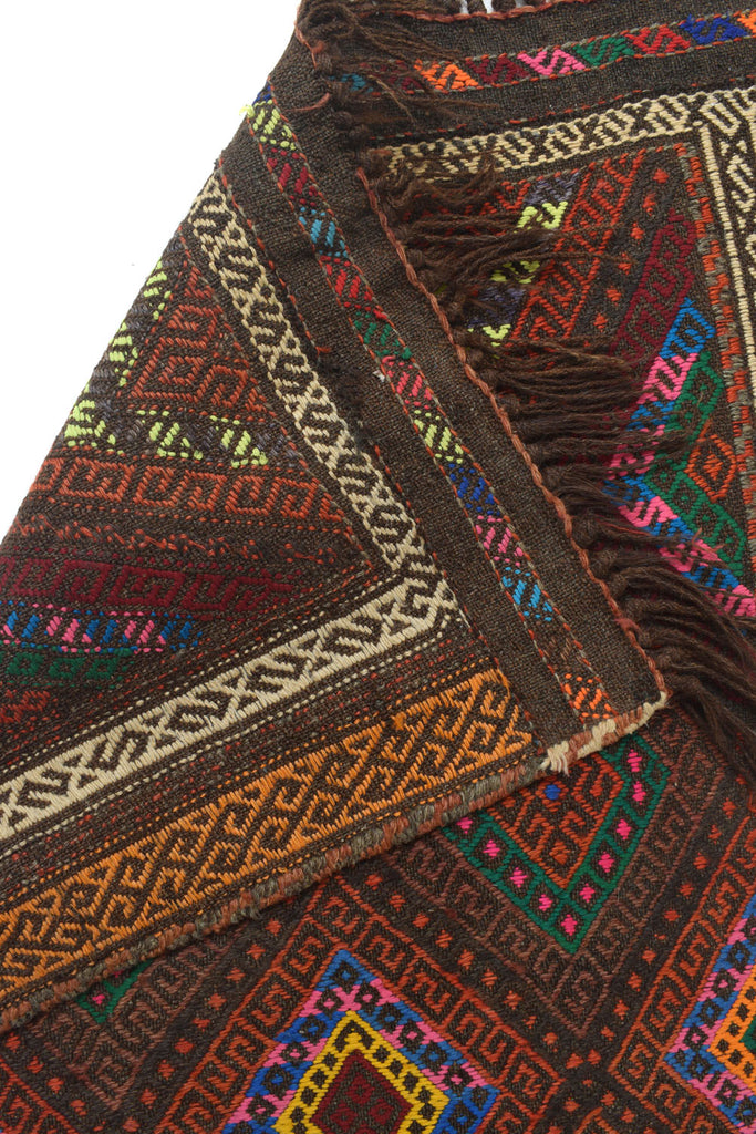 2.6 x 9.1 Afghan Flat Weave Wool Rug #P943