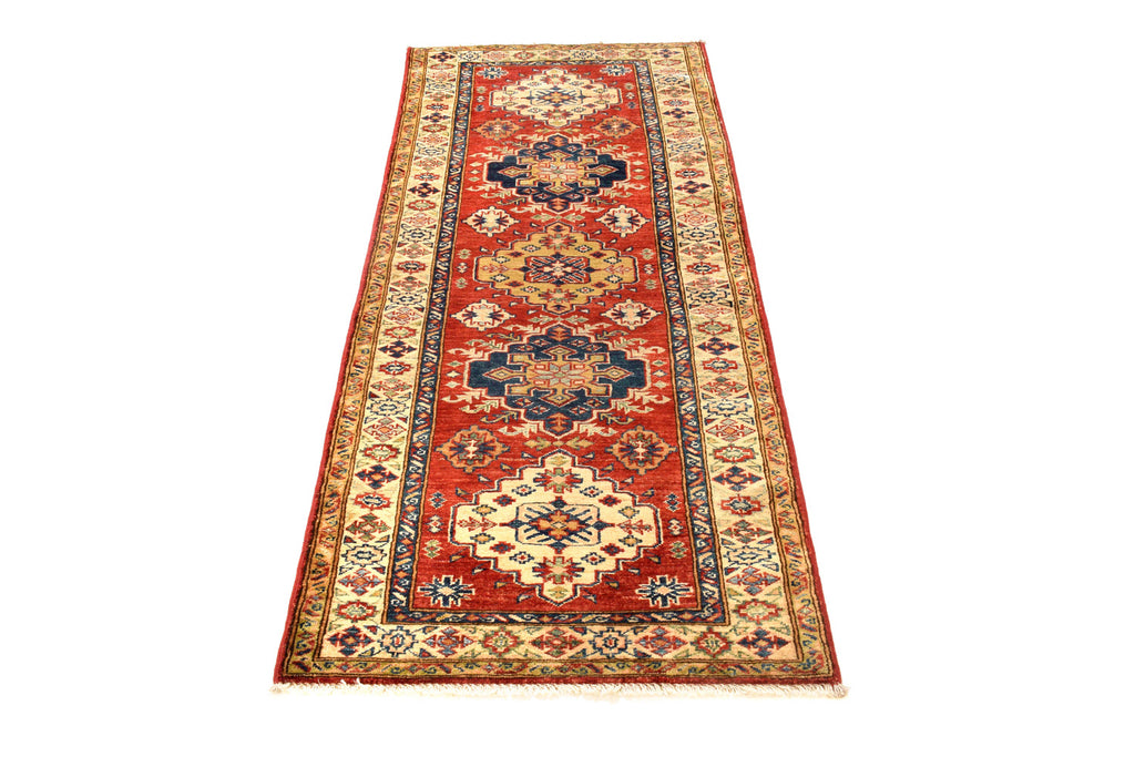 2.7 x 6.4 Quality Super Kazak Runner Handmade Soft Silky Fine Wool #P954