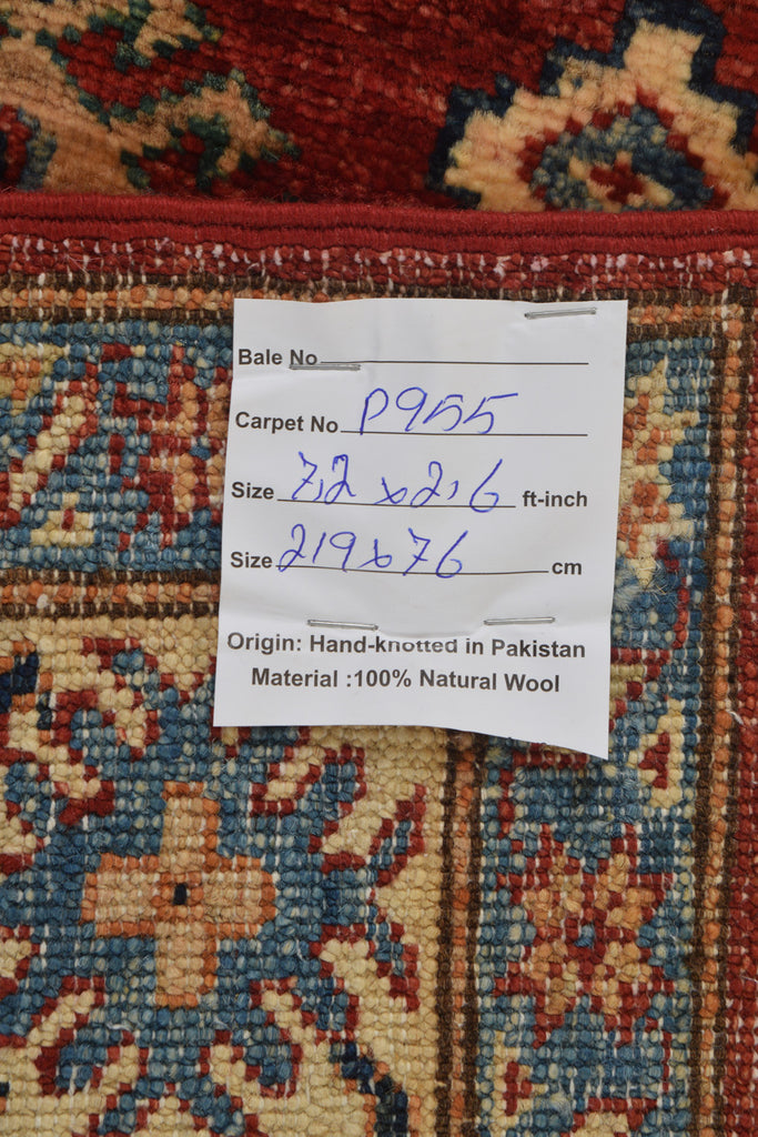 2.6 x 7.2 Quality Super Kazak Runner Handmade Soft Silky Fine Wool #P955