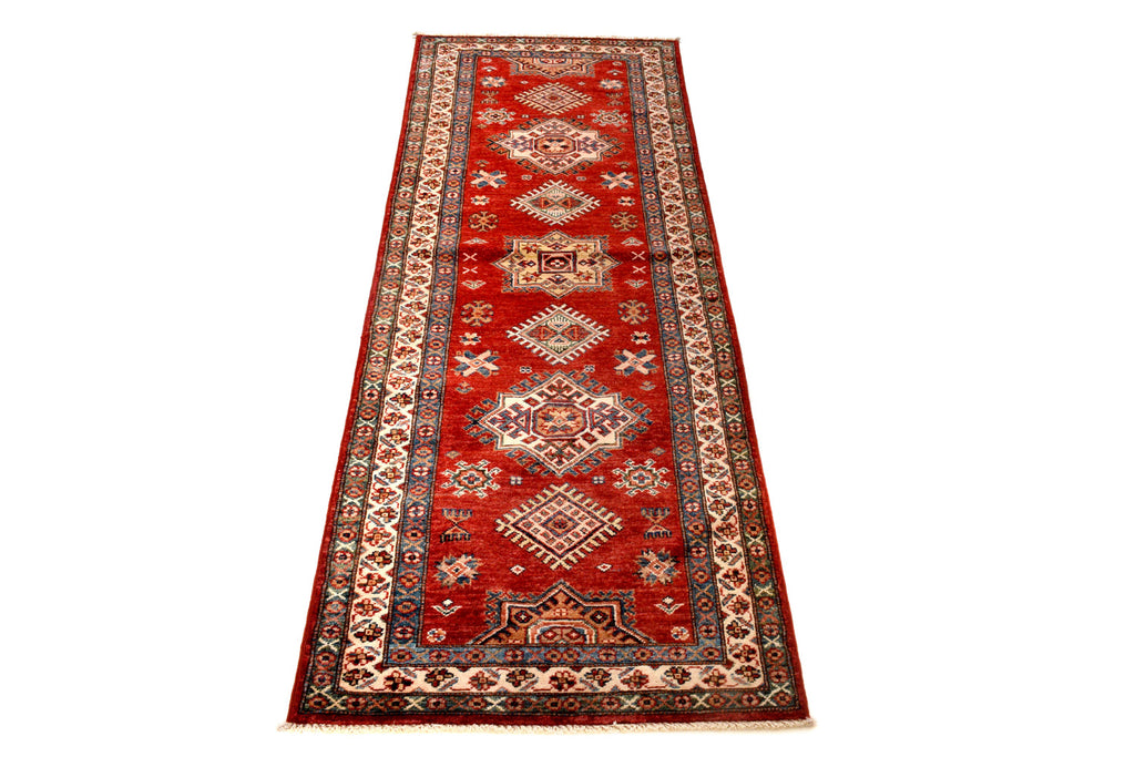2.7 x 7 Handmade Super Kazak Runner Soft Silky Fine Wool #P956