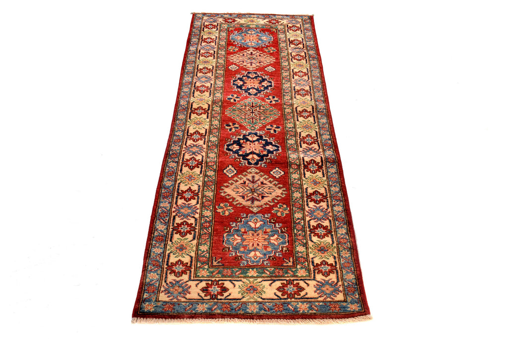 2.6 x 7.2 Quality Super Quality Kazak Runner Handmade Soft Silky Fine Wool #P957