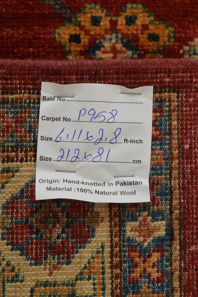 2.8 x 7 Quality Super Kazak Runner Handmade Soft Silky Fine Wool #P958