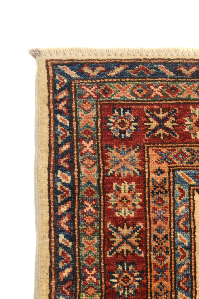 2.7 x 7 Quality Super Kazak Runner Handmade Soft Silky Finer Wool IVORY #P959