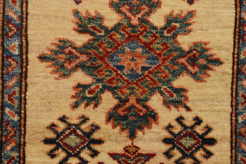 2.7 x 7 Quality Super Kazak Runner Handmade Soft Silky Finer Wool IVORY #P959