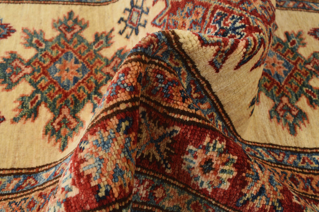 2.7 x 7 Quality Super Kazak Runner Handmade Soft Silky Finer Wool IVORY #P959