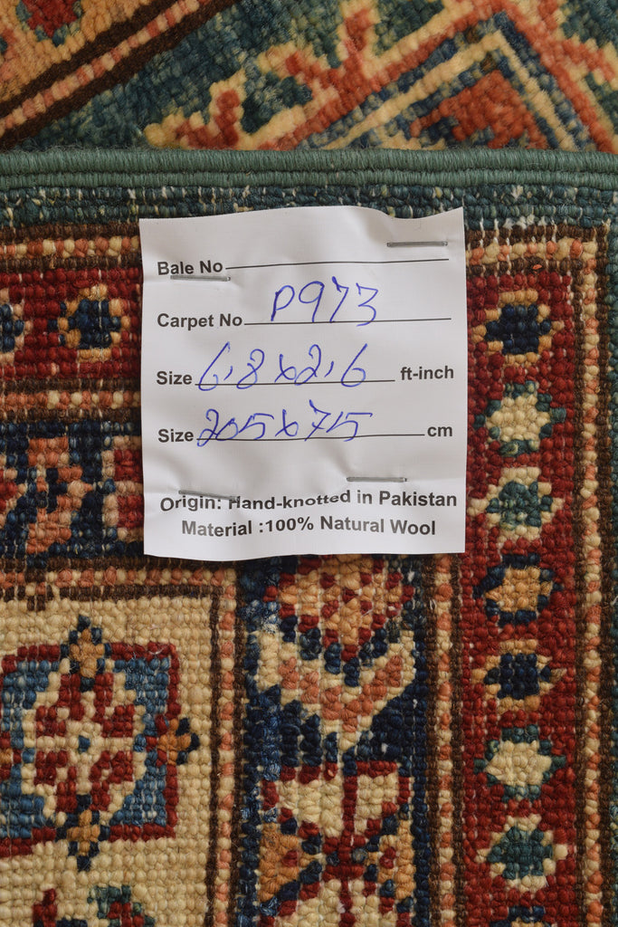 2.6 x 6.8 Runner (2.6x6.8) Handmade Super Kazak Quality Silky Wool Rug #P973