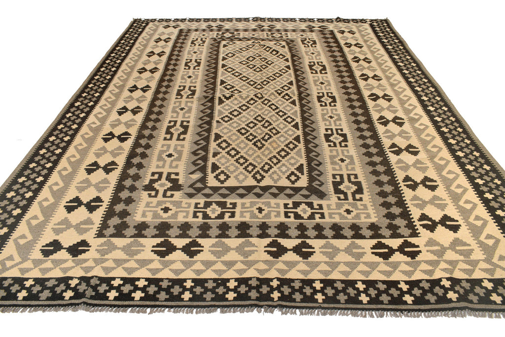 9.1 x 12.6 Modern Handmade Flat-Weave Kilim Rug #P980