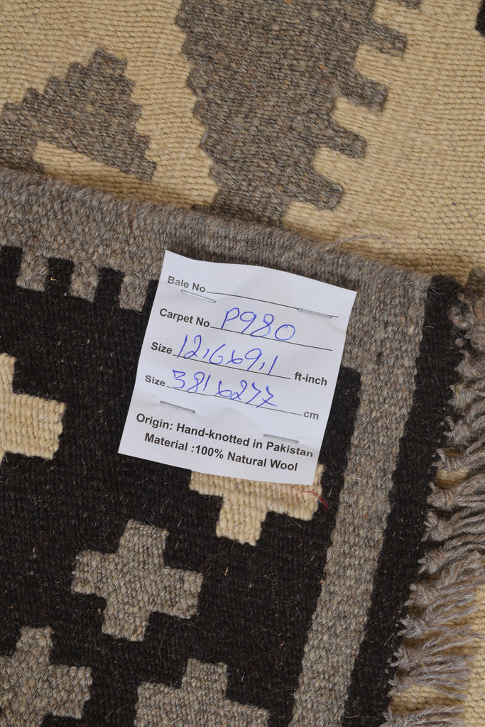 9.1 x 12.6 Modern Handmade Flat-Weave Kilim Rug #P980