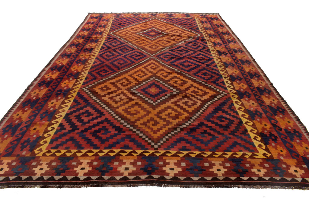 9.1 x 14.9 Afghan Finer Kilim Flat-Weave Tribal Rug 1980's #P986