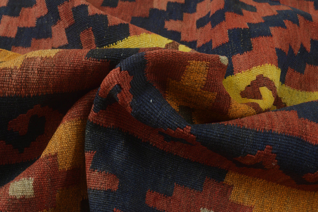 9.1 x 14.9 Afghan Finer Kilim Flat-Weave Tribal Rug 1980's #P986