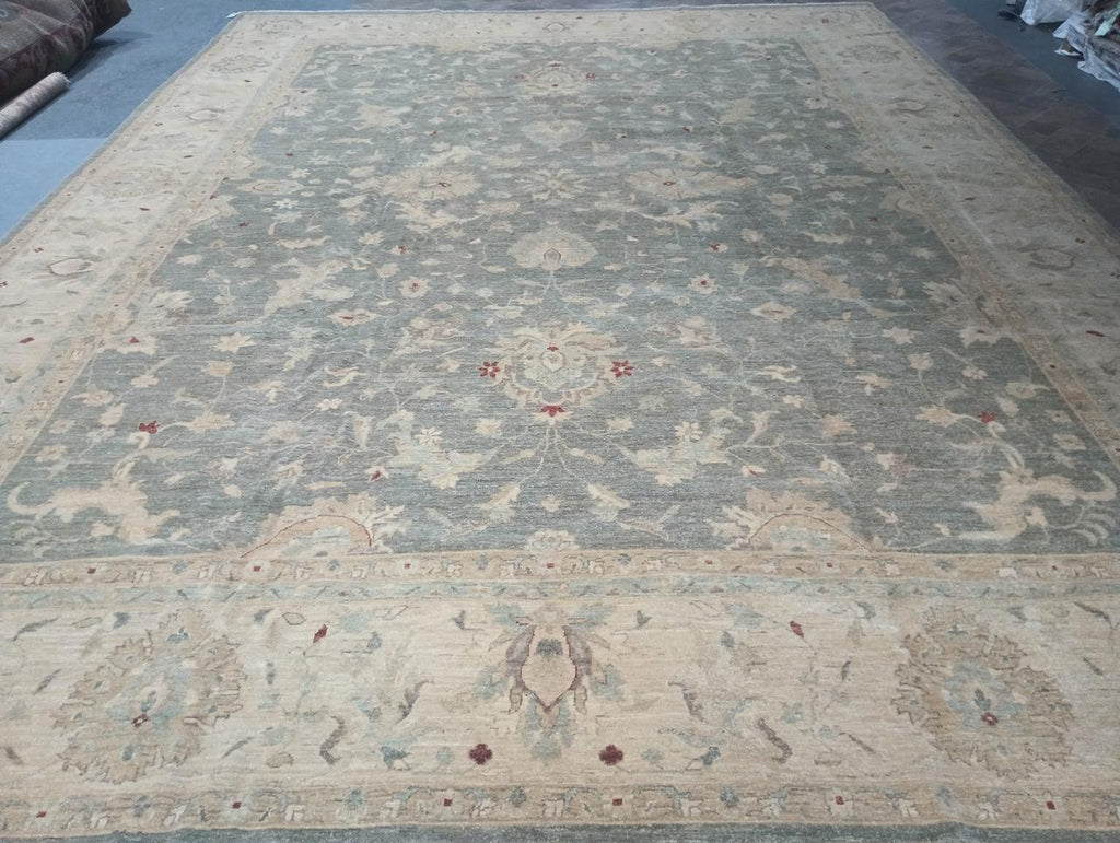 13 x 17.8 Large SAGE GREEN Chobi Peshawar Rug 15452