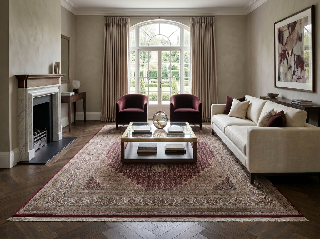 Living room with decorative rug