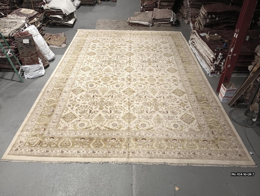 16 x 24.7 Ivory Vegetable Dyed Jaipur Rug #PIX-104