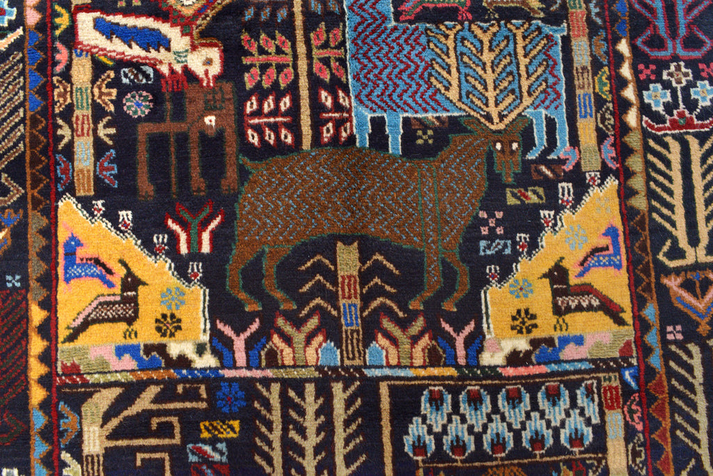 4.0 x 6.5 Pictorial Afghan Wool Rug #SH1358