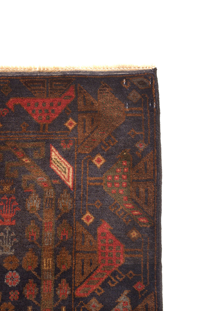 4.1 x 6.4 Animal Motif Afghan Handmade Wool Pictorial Rug #SH1359