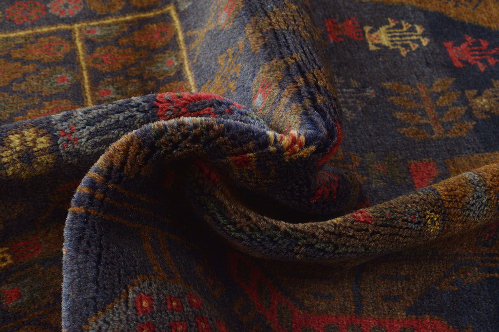 4.1 x 6.4 Animal Motif Afghan Handmade Wool Pictorial Rug #SH1359