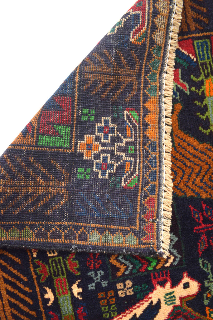 3.9 x 5.11 Ethnic Afghan handmade Wool Pictorial Animal Rug #SH1366