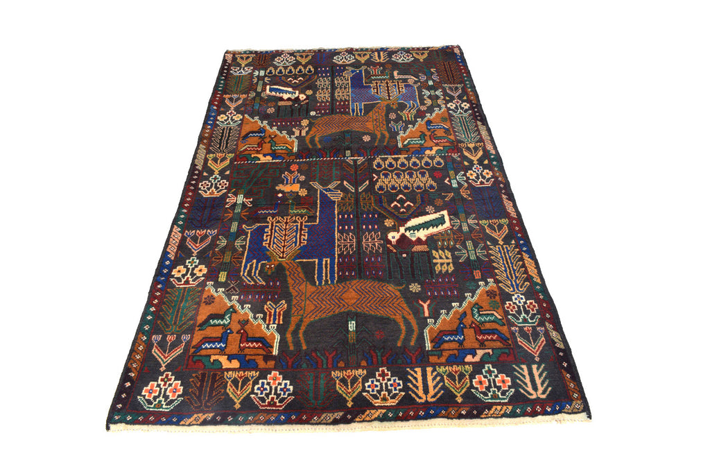 4.0 x 6.8 Hand-Knotted Pictorial Pattern Wool Area Rug #SH1368