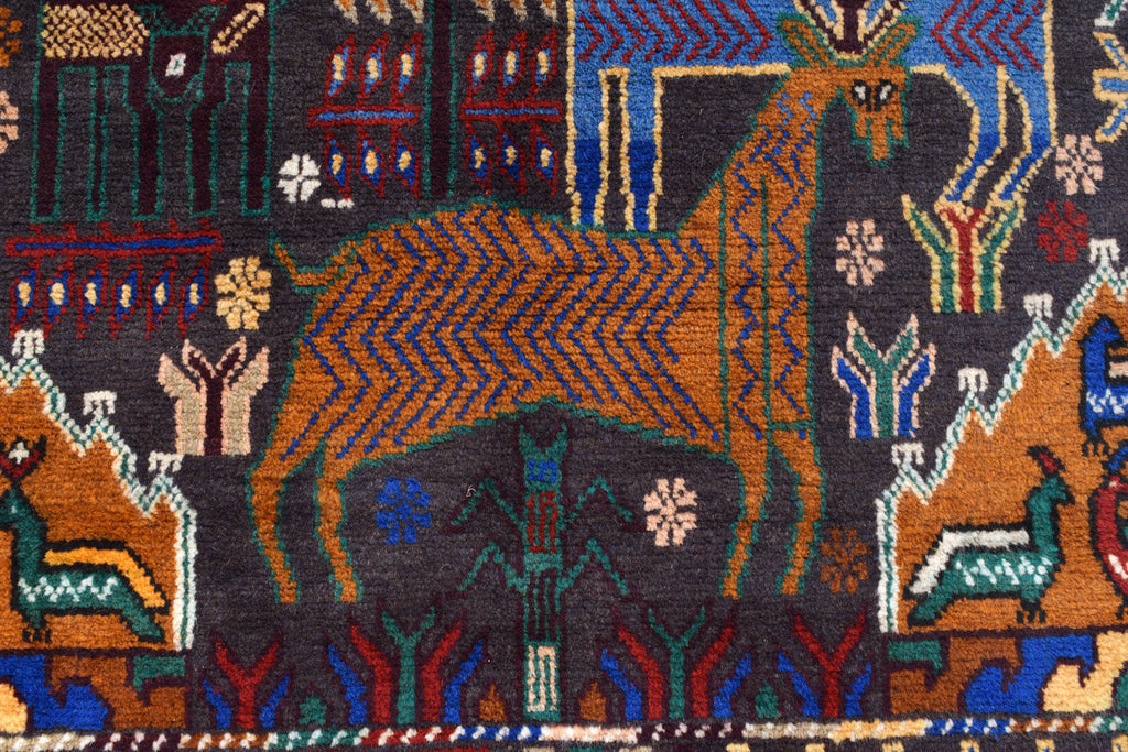 4.0 x 6.8 Hand-Knotted Pictorial Pattern Wool Area Rug #SH1368