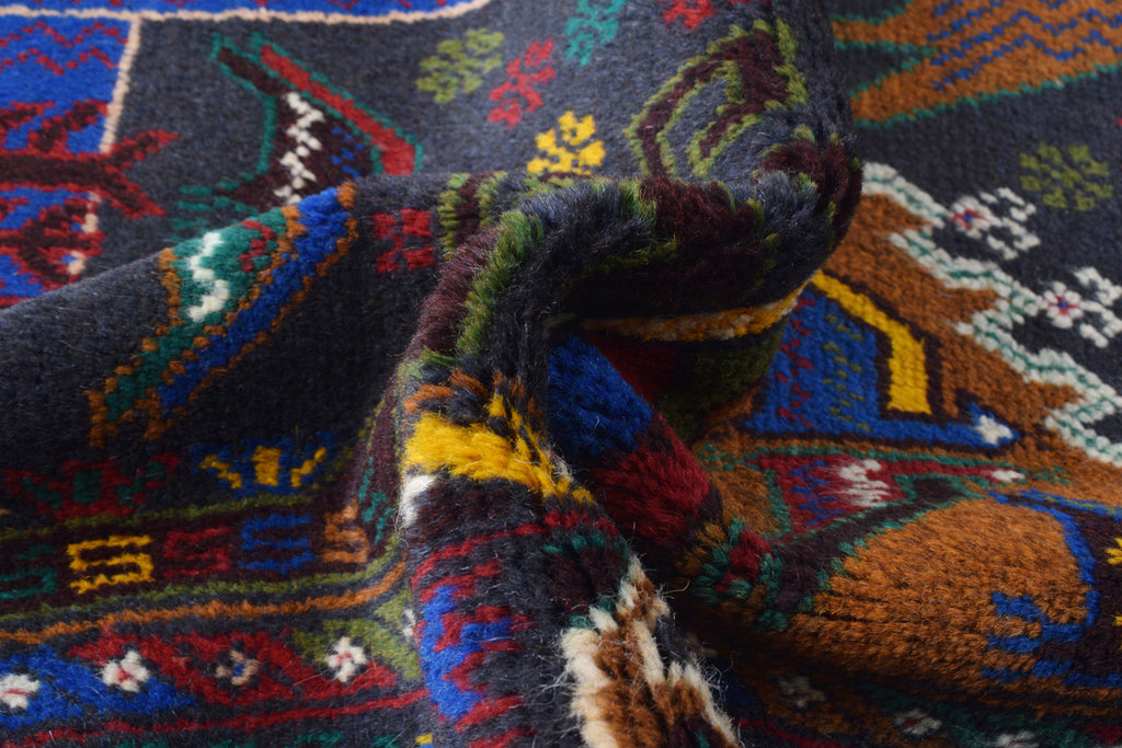 4.0 x 6.5 Primitive Pictorial Animal Motif handmade Wool Rug #SH1369