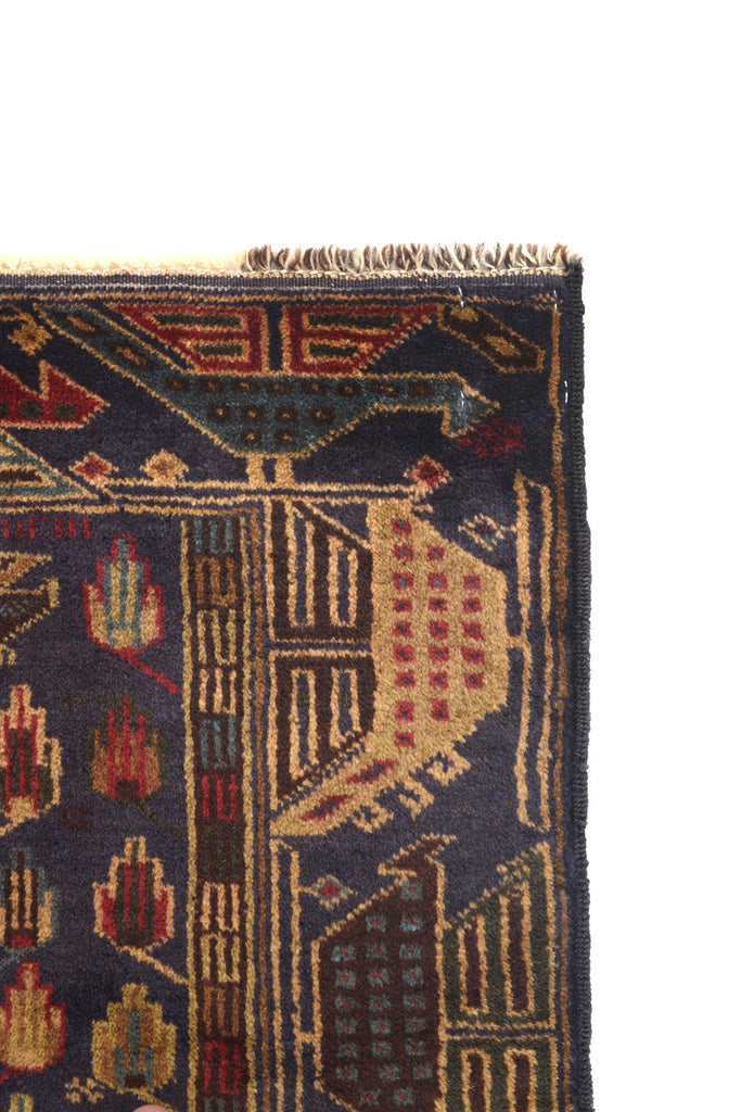 3.6 x 6.2 Pictorial Ethnic Afghan handmade Wool Rug ANIMALS #SH1371