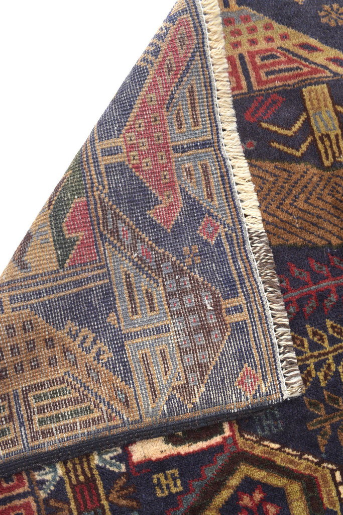 3.6 x 6.2 Pictorial Ethnic Afghan handmade Wool Rug ANIMALS #SH1371