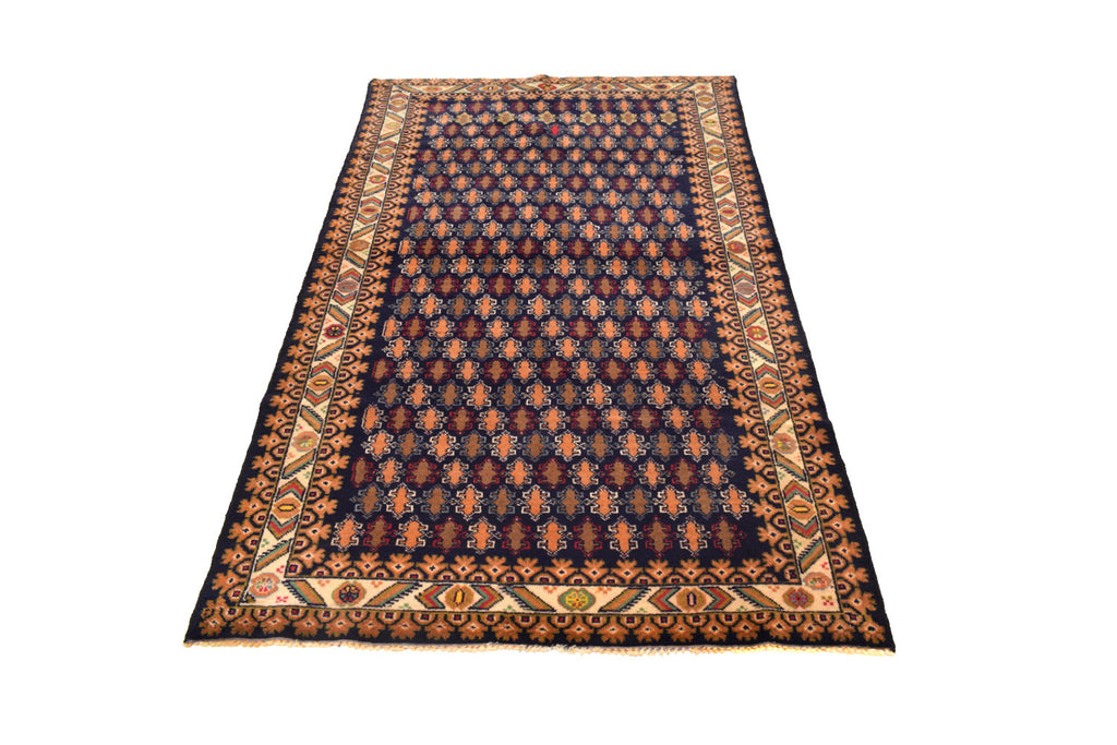 3.8 x 6.5 Herati Tribal Afghan Handmade Wool #SH1374