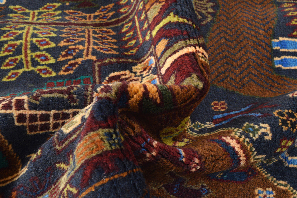 3.8 x 6.7 Afghan Tribal Wool Rug ANIMALS #SH1377