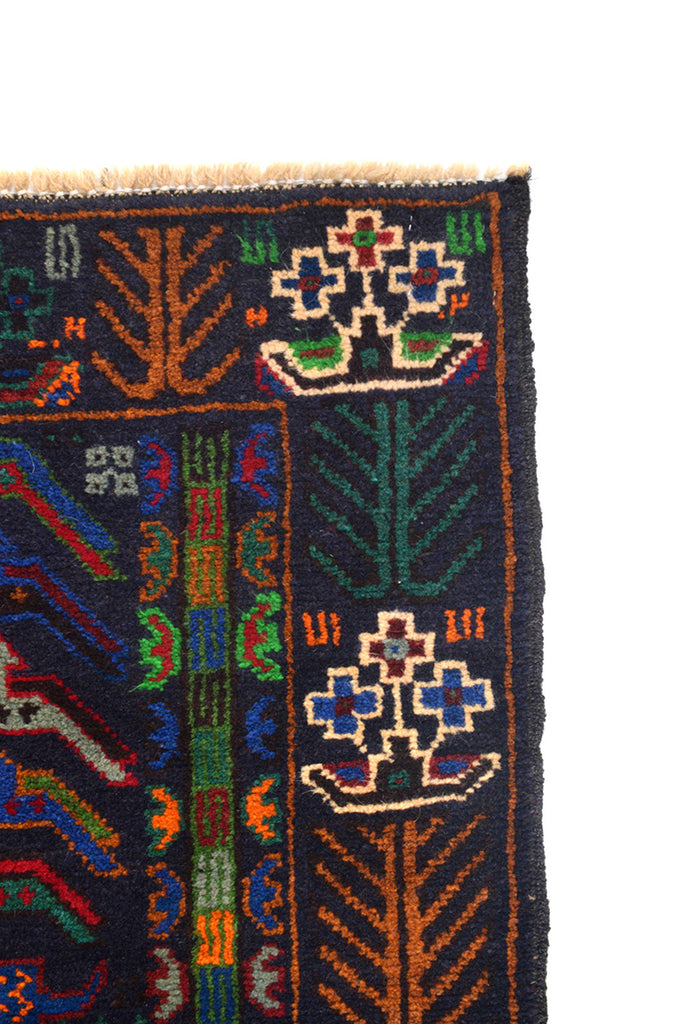 3.9 x 5.10 Pictorial Animals Handmade Wool Rug #SH1379