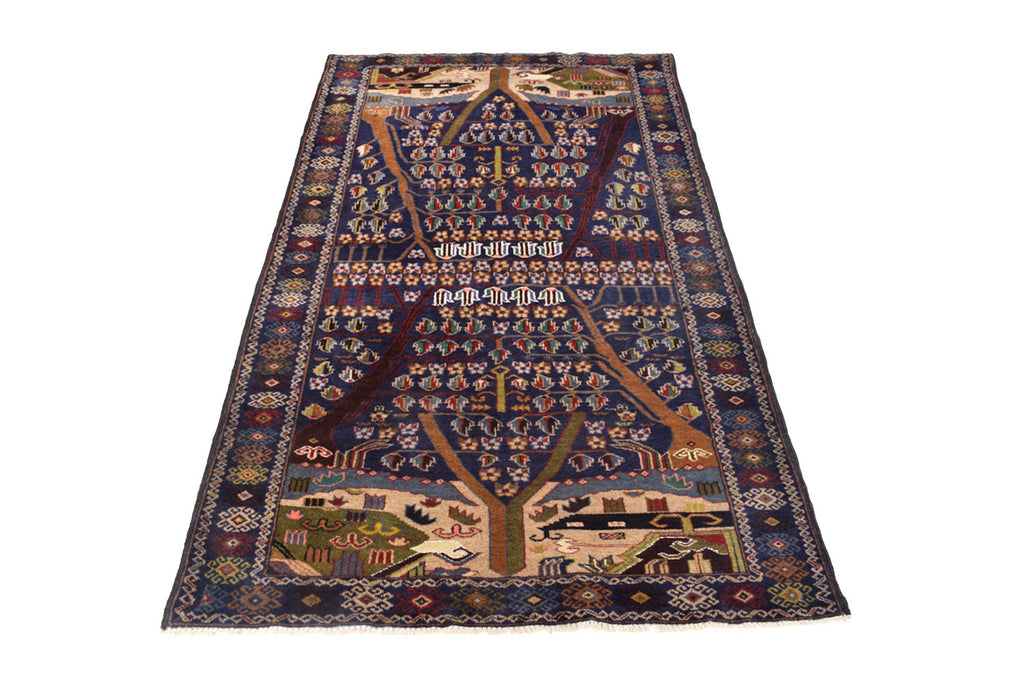 3.10 x 7.1 TREE OF LIFE Trial Handmade Wool Rug #SH1382