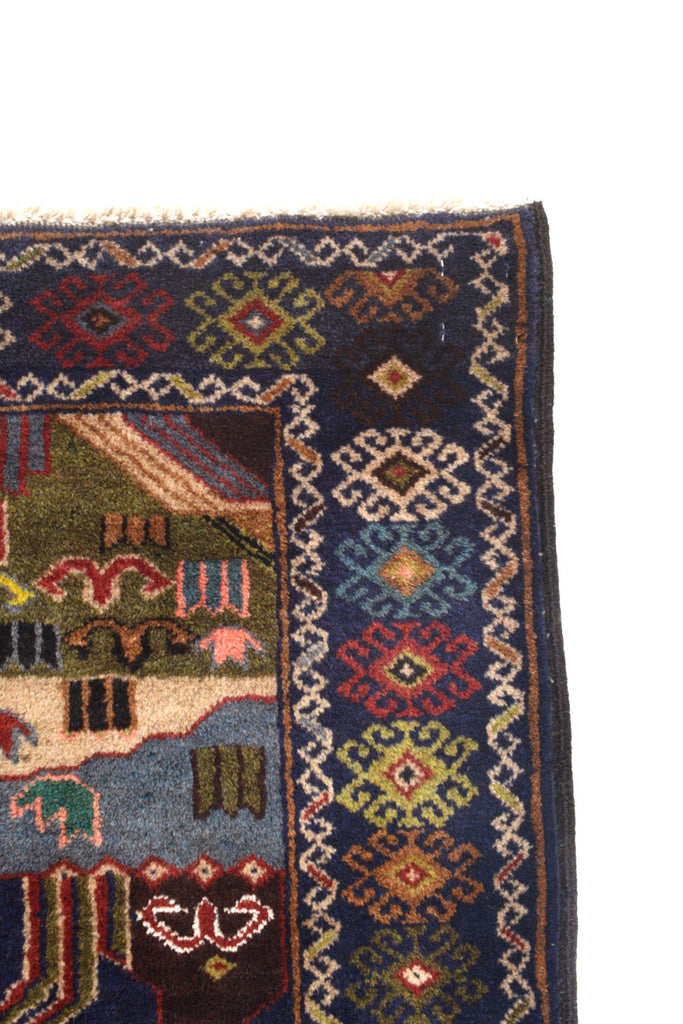 3.10 x 7.1 TREE OF LIFE Trial Handmade Wool Rug #SH1382