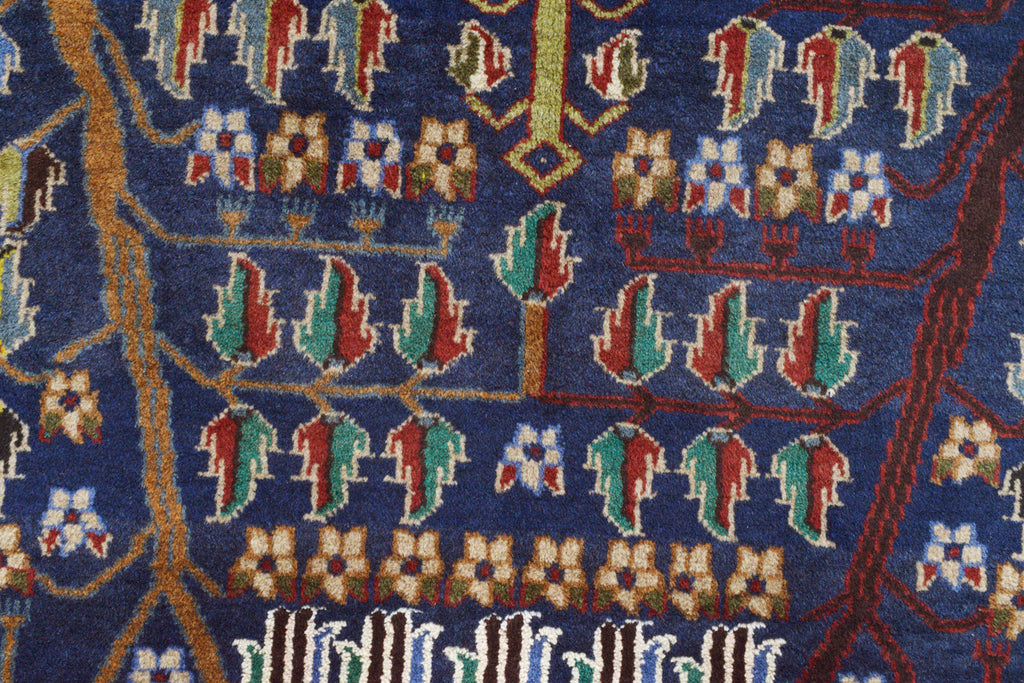 3.10 x 7.1 TREE OF LIFE Trial Handmade Wool Rug #SH1382