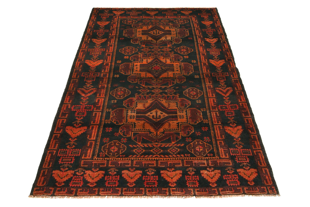 4.0 x 6.2 Tribal Wool handmade Rug #SH1387
