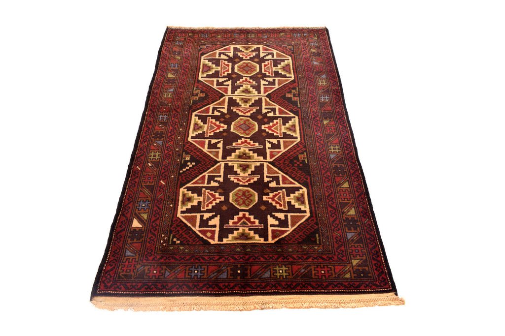 3.7 x 6.6 Tribal Hand-Knotted Afghan Rug #SH1388