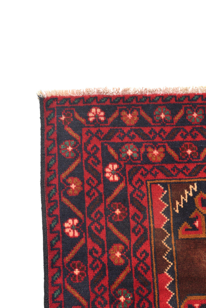 3.10 x 6.7 Afghan Baluch Wool Rug BROWN #SH1416