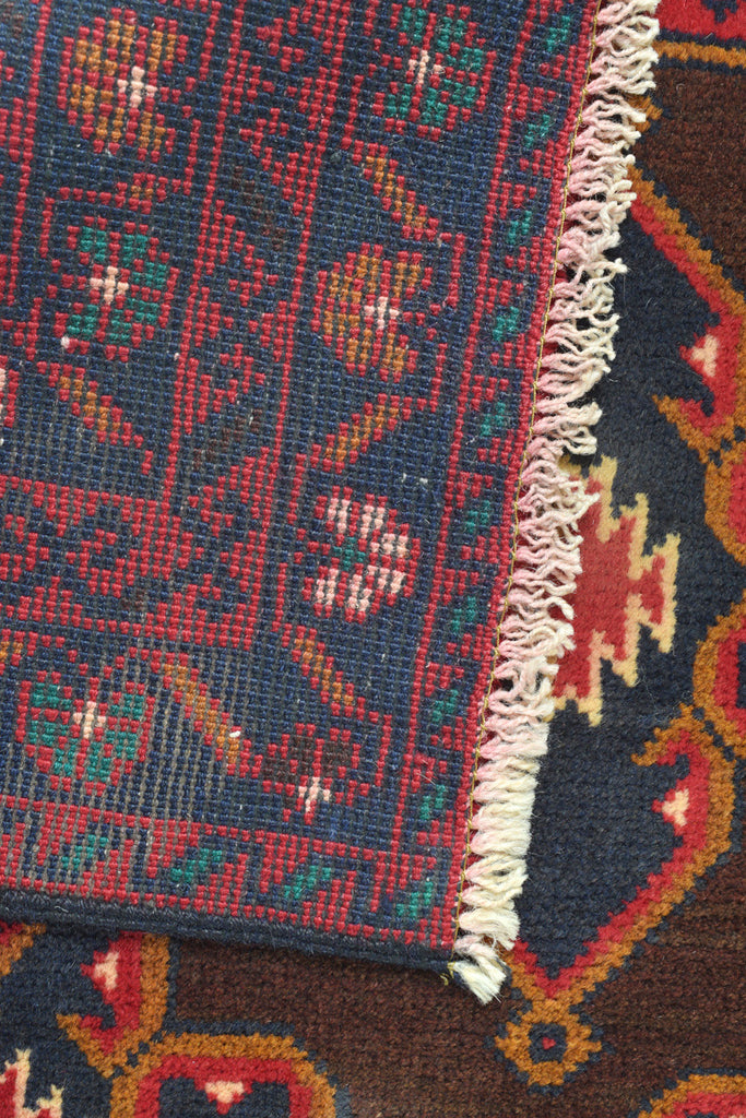 3.10 x 6.7 Afghan Baluch Wool Rug BROWN #SH1416