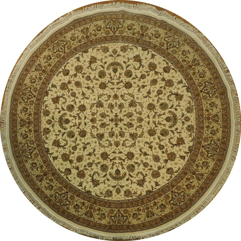 8.2 x 8.3 Quality  Wool and Silk  Hand-Knotted Rug IVORY #PIX-20883