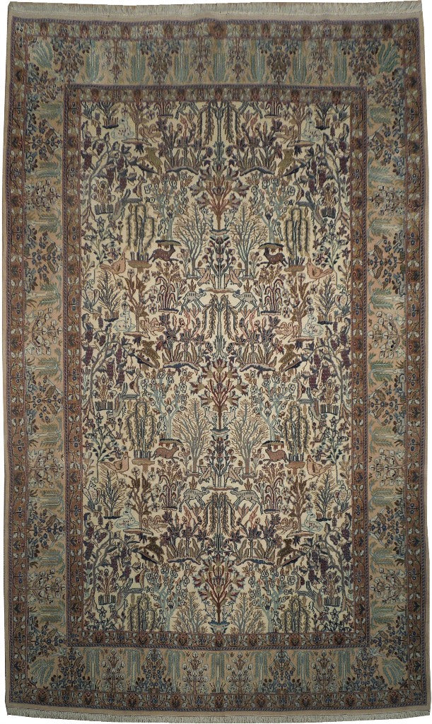 6.9 x 11 Authentic Fine Persian Nain Rug EXOTIC RARE Trees Birds Animals #PIX-18233