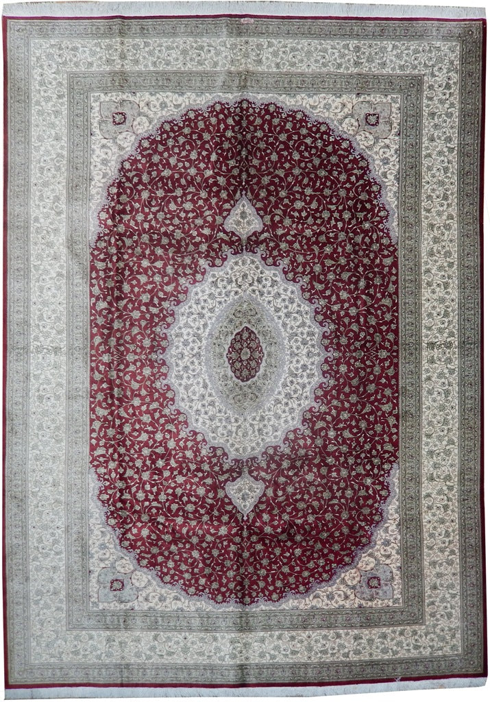 8 x 11 Pure Silk High Quality Authentic Persian Qom Rug Handmade Iran 500 KPSI #PIX-21946