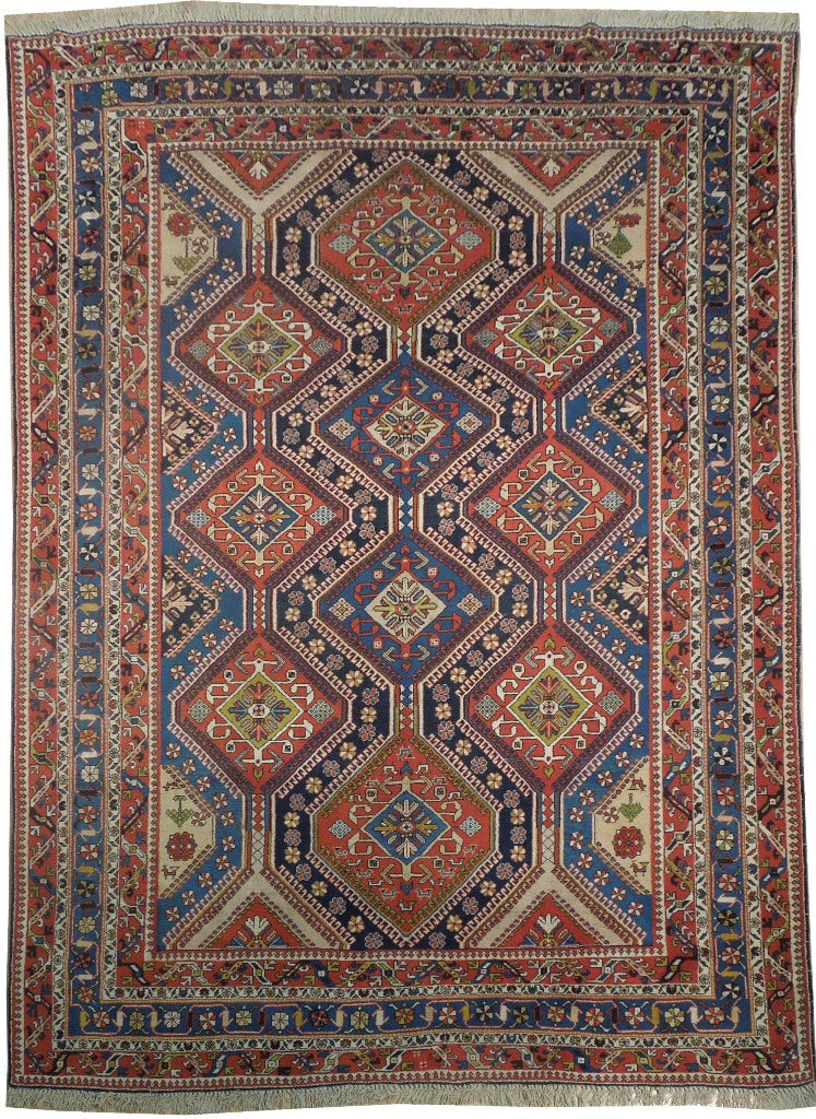 8.9 x 11.3 Genuine Persian Tribal RARE ANTIQUE YALAMEH Rug Wool on Wool #PIX-18182