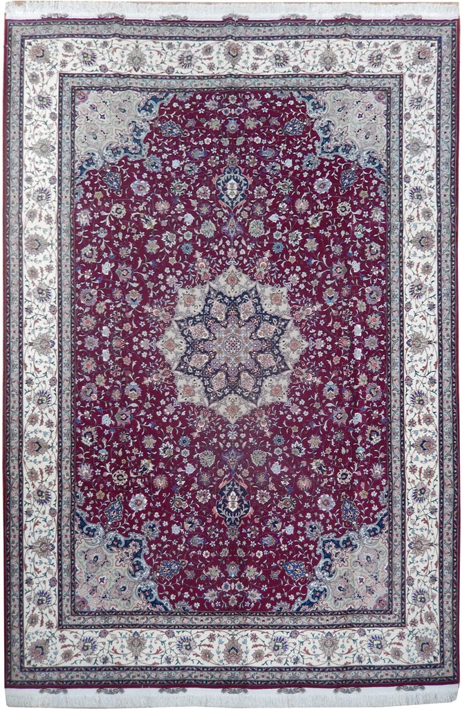 8 x 11.9 Authentic High Quality Persian Tabriz Wool and Silk Rug 500 KPSI #PIX-21877