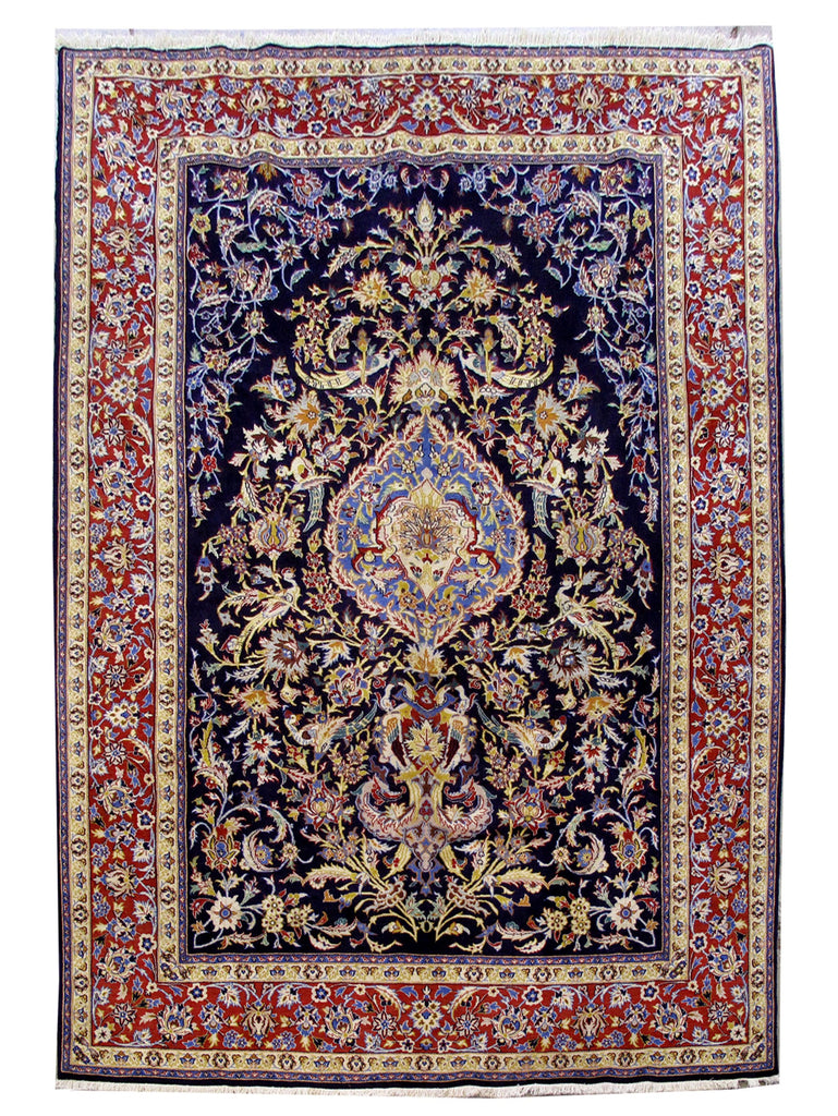 7.5 x 11 Super Fine Exotic Persian Isfahan Rug Wool and Silk 500 KPSI  #B-80737