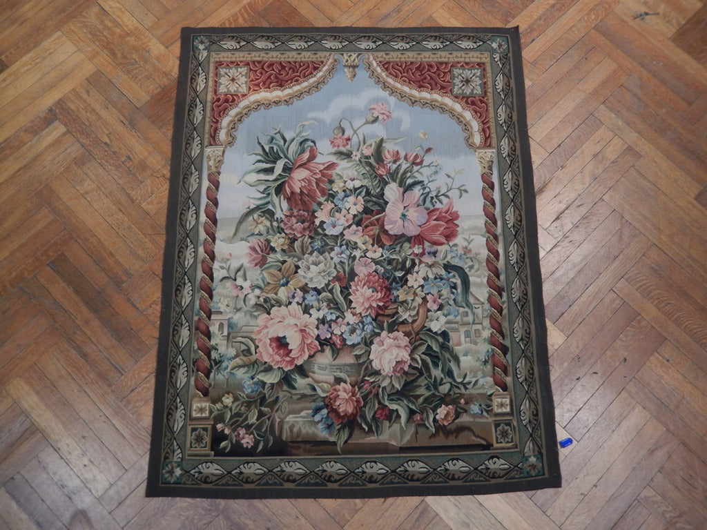 4 x 5.5 Handmade Tapestry Wool Silk Hanging Rug #PIX-22573