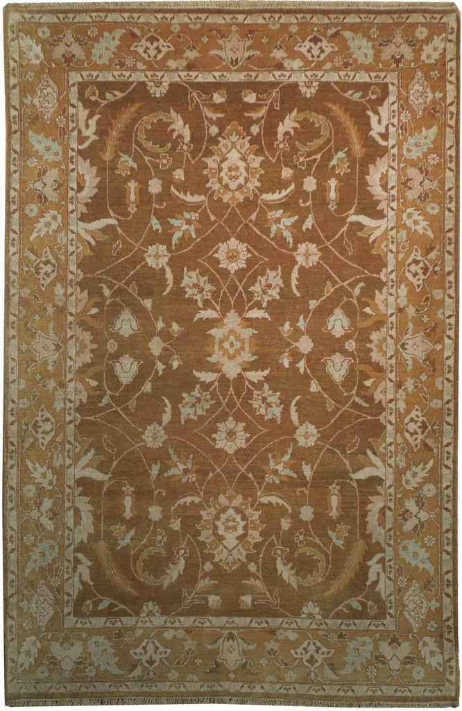5.10 x 8.9 ARMY BROWN Handmade Agra Rug #PIX-18757