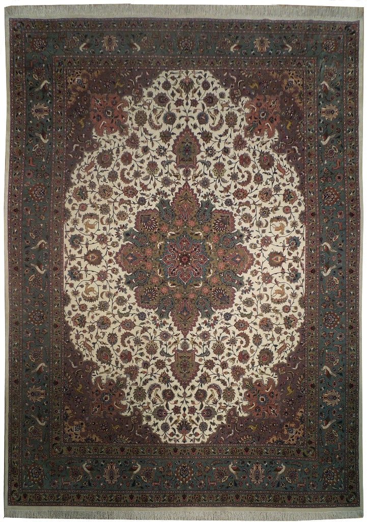 9.1 x 12.4 Authentic Persian Iran Tabriz Rug Wool and Silk 400 KPSI #PIX-18229