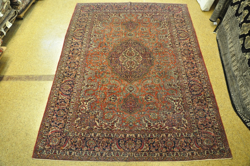6.11 x 9.10 Genuine Antique Persian Kashan Rug 1940's #PIX-28765