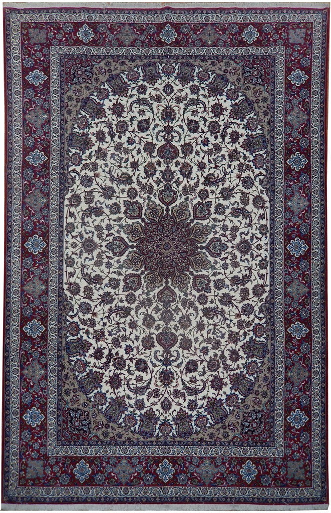 8.3 x 12.4 Authentic Persian Esfahan Rug Top Quality Wool and Silk on Silk 500 KPSI